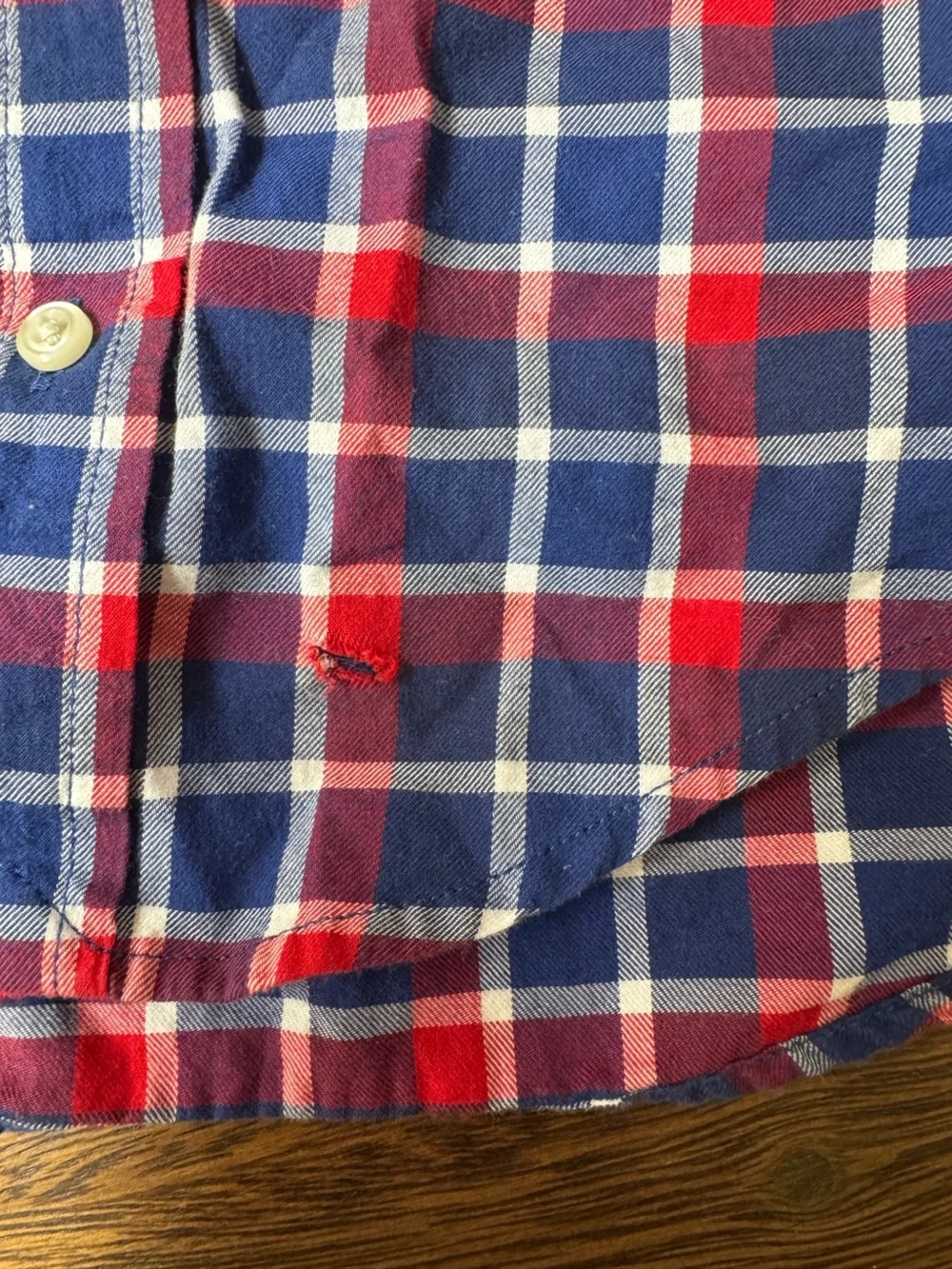Ralph Lauren Red, Navy & White Plaid Button-Down Shirt